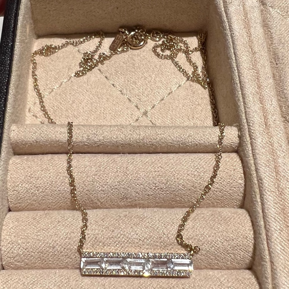 EF Collection White Topaz and Diamond Bar Necklace